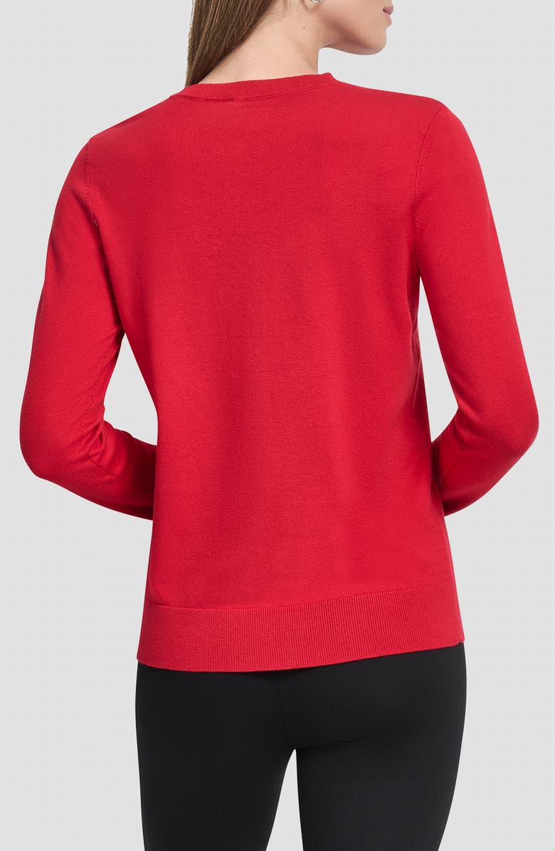 DKNY Sequin Bow Embellished Crewneck Sweater, Alternate, color, City Crimson