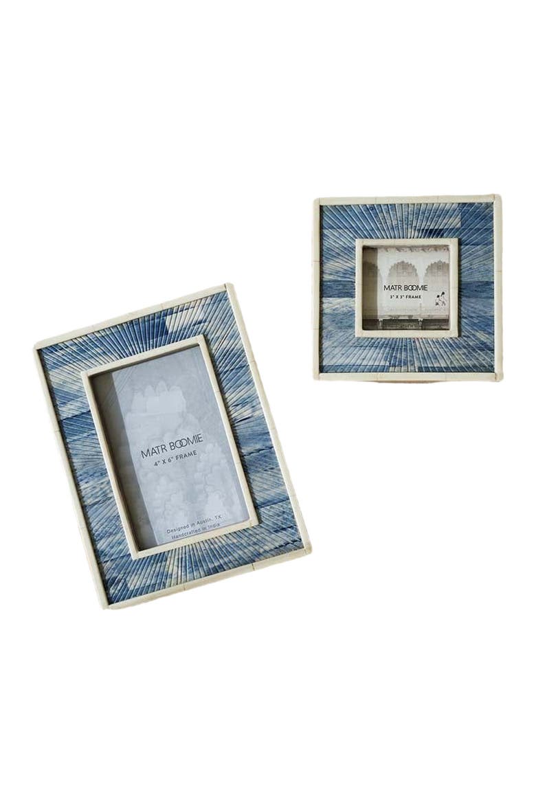 Neela Picture Frame - Carved Bone, Alternate, color, Blue - 4x6