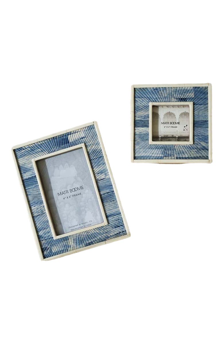 Matr Boomie Neela Picture Frame - Carved Bone, Alternate, color, Blue - 4X6