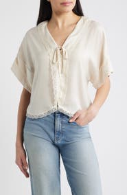 Wit & Wisdom Lace Trim Dolman Sleeve Top