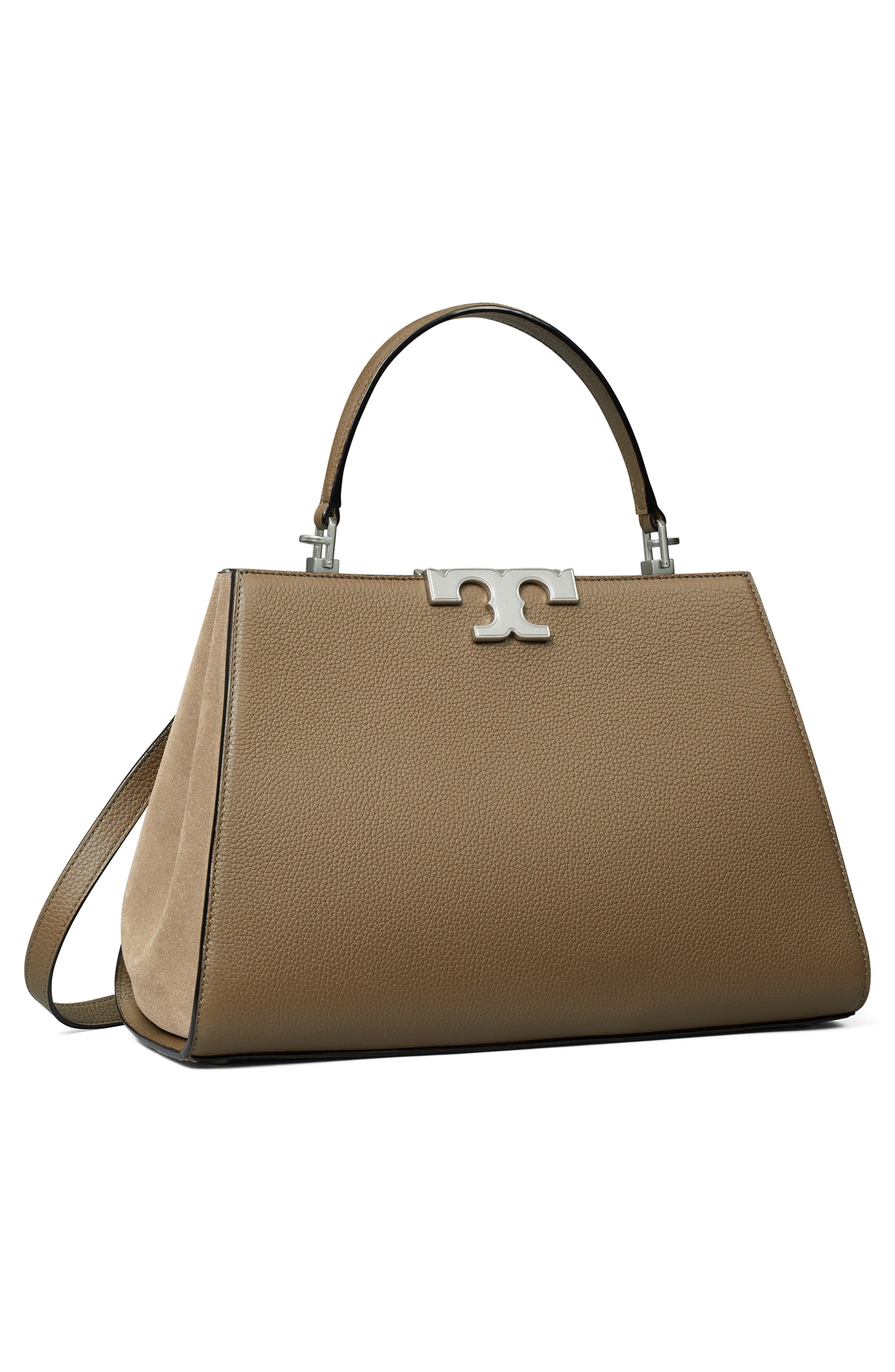 Tory Burch Small Eleanor Pebble Leather Satchel, Alternate, color, Wild Mushroom