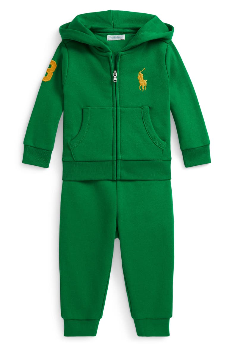 Cotton Blend Hoodie & Jogger Set, Main, color, GREEN