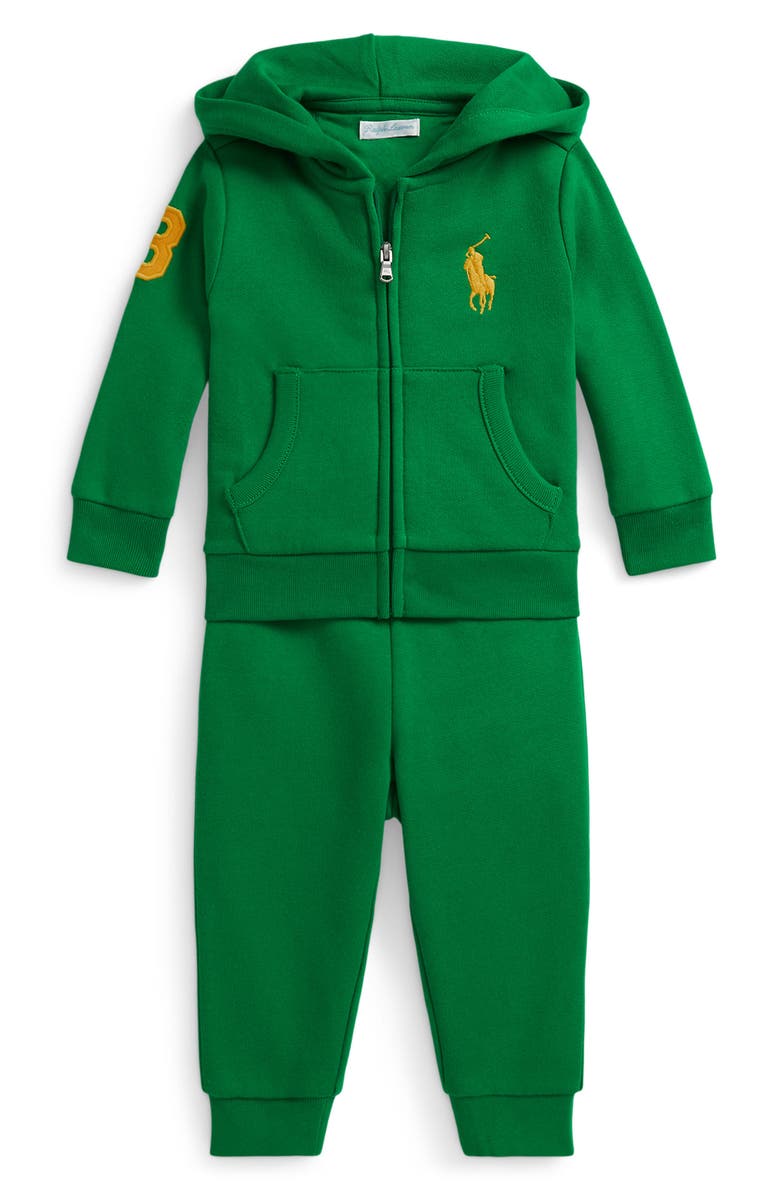 Ralph Lauren Cotton Blend Hoodie & Jogger Set, Main, color, Green