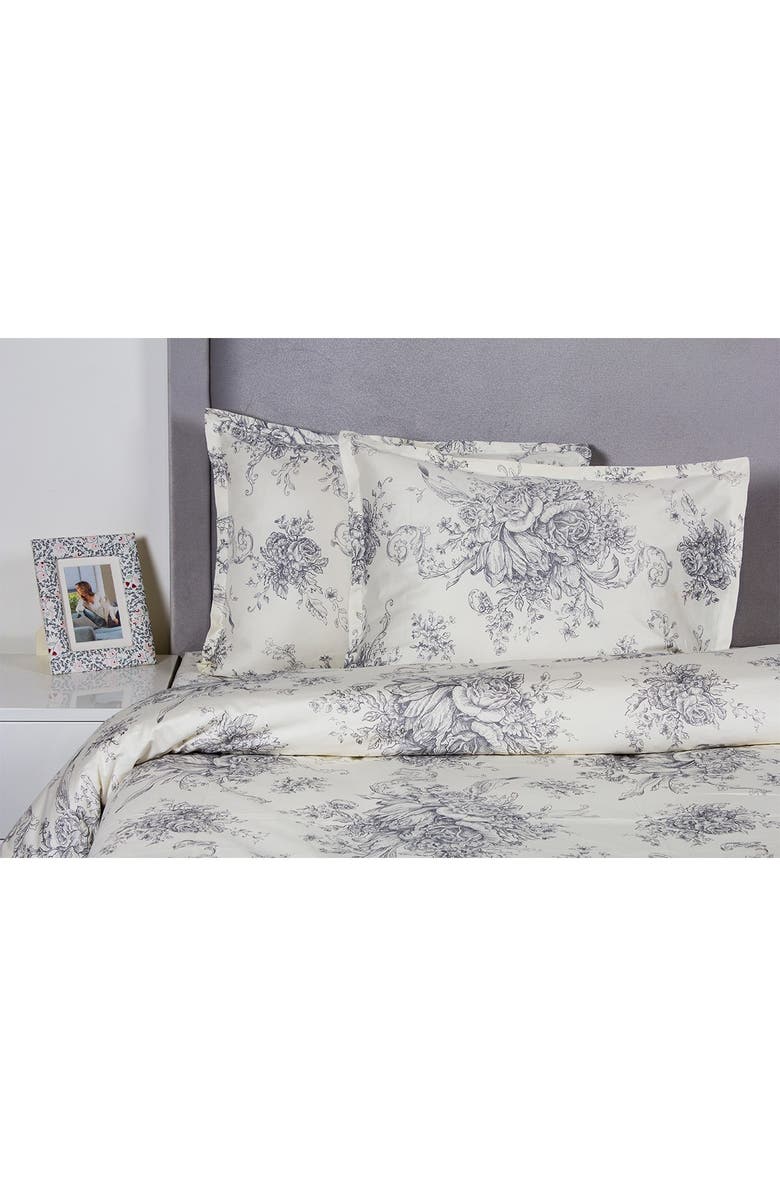 MELANGE HOME 400 Thread Count Cotton Toile Duvet Set, Alternate, color, Grey