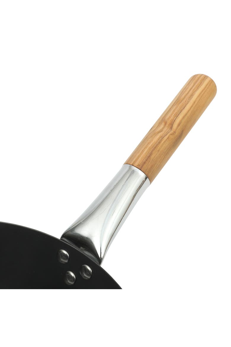 Quick Fire 13.5-Inch pre-Seasoned Carbon Steel Flat Bottom Wok, Alternate, color, Black