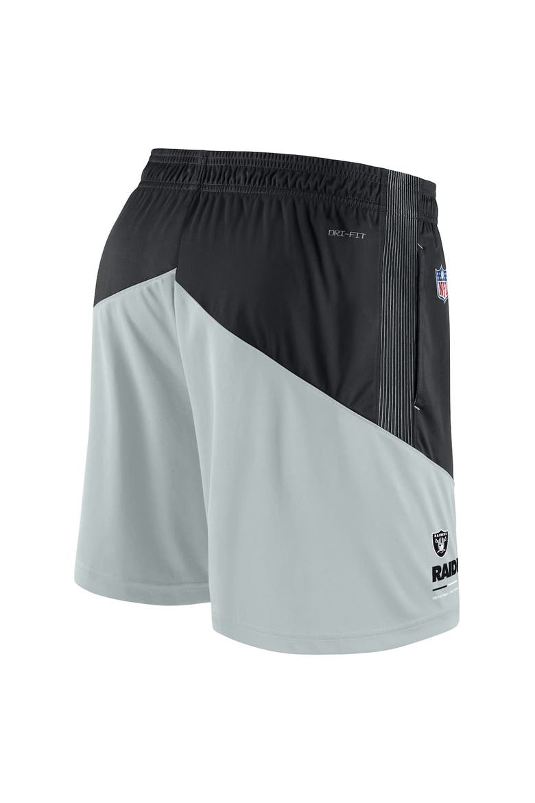 Men's Nike Black/Silver Las Vegas Raiders Sideline Primary Lockup Performance Shorts, Alternate, color, Black