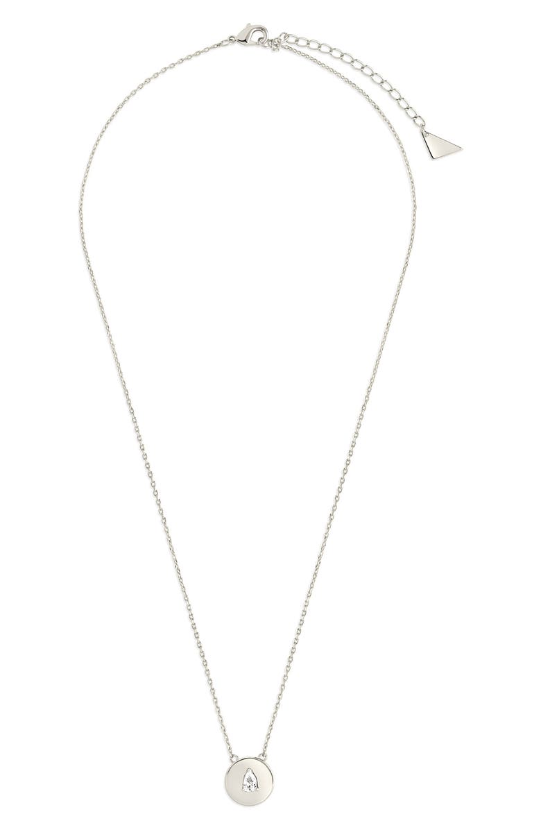 Sterling Forever Cassie Cubic Zirconia Circle Pendant Necklace, Alternate, color, Silver