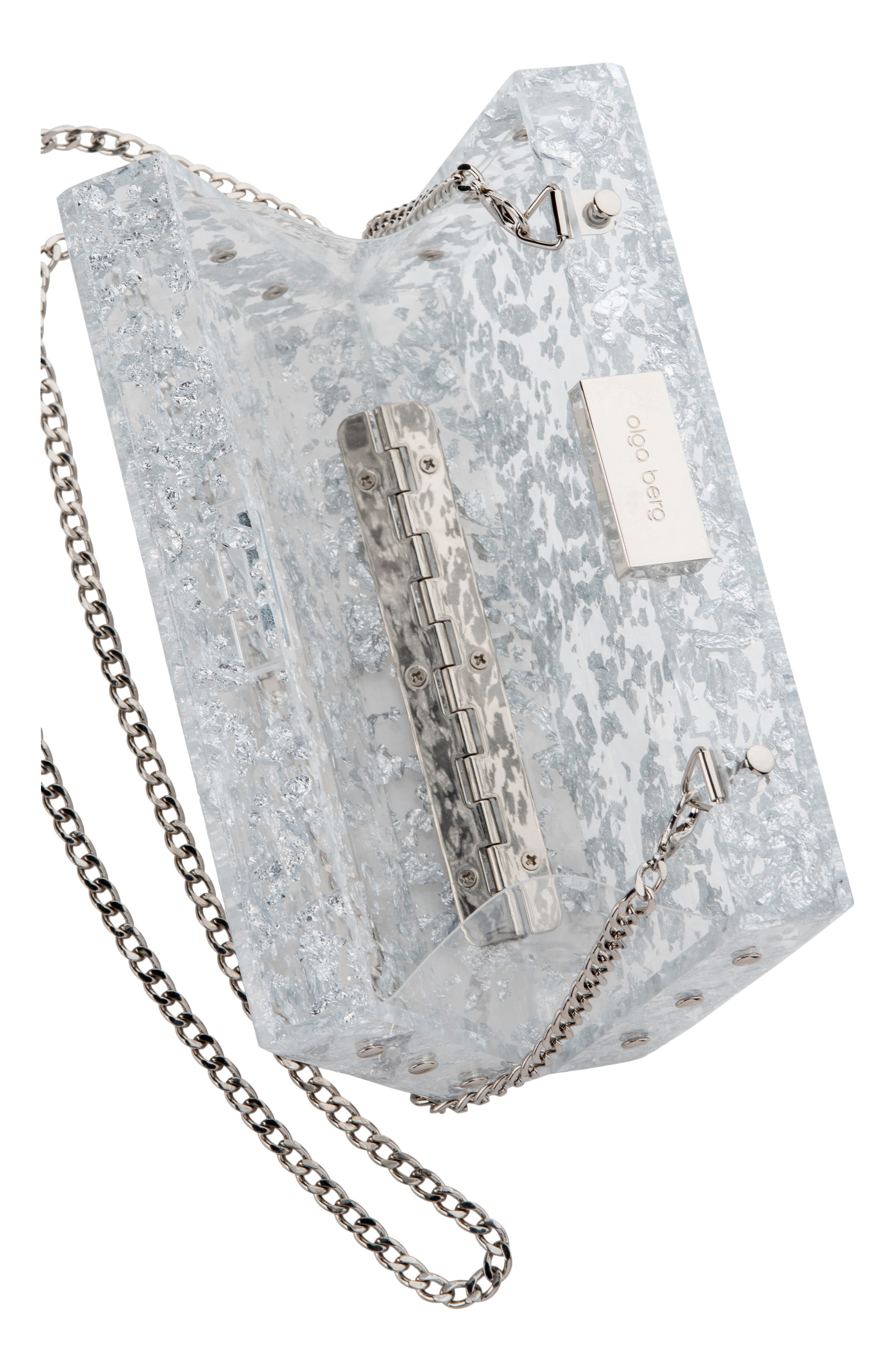 Olga Berg Carmella Foil-Flecked Box Clutch, Alternate, color, 