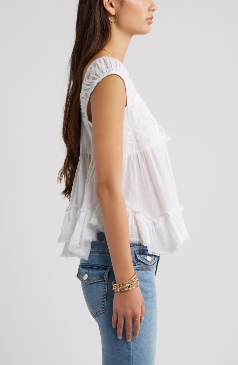 BP. Cap Sleeve Cotton Babydoll Top, Alternate, color, White