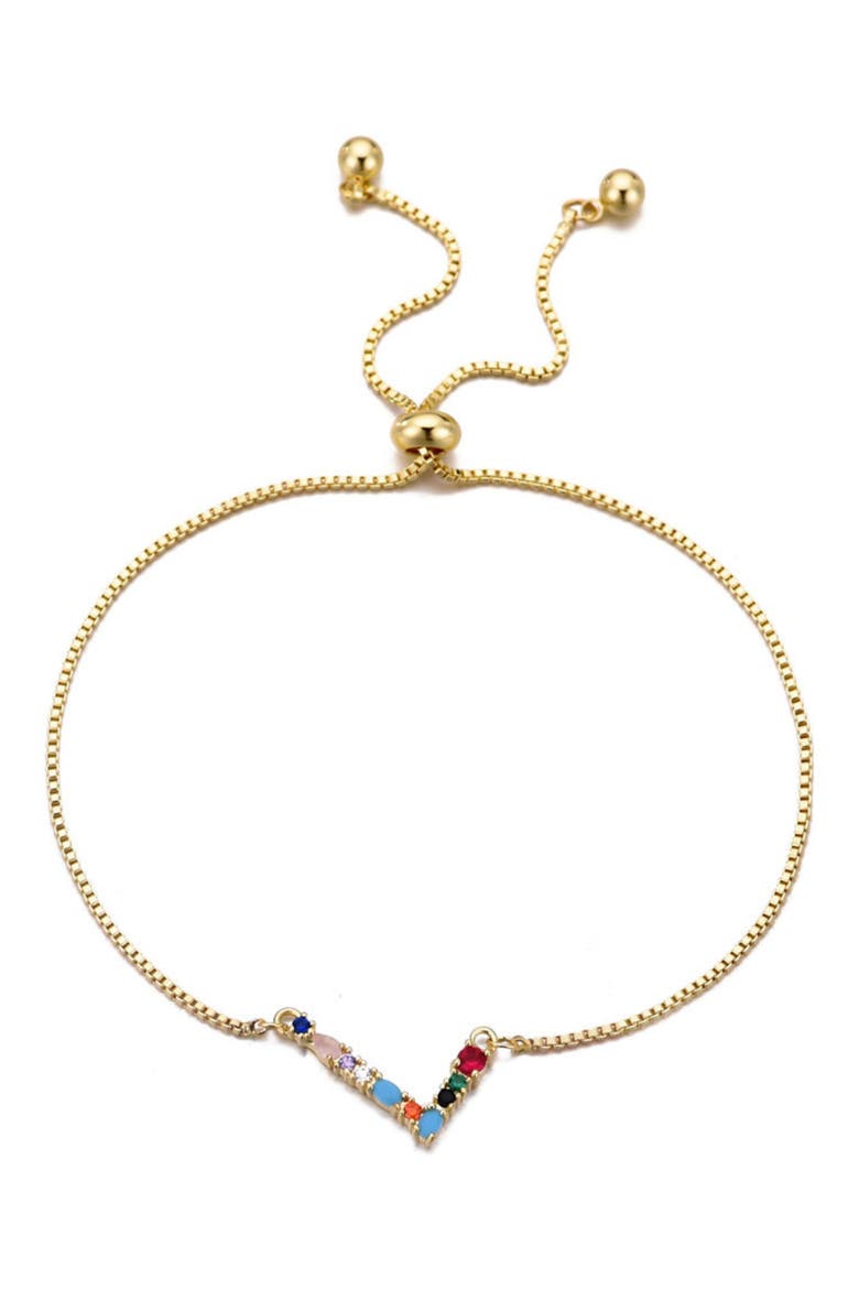 Mixed Crystal Initial Chain Bracelet, Main, color, GOLD-L
