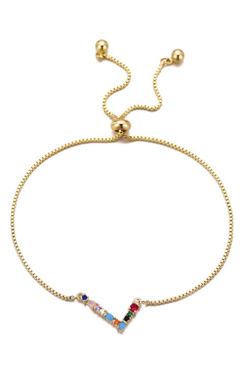 Mixed Crystal Initial Chain Bracelet