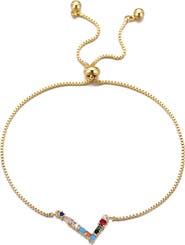 Adornia Mixed Crystal Initial Chain Bracelet