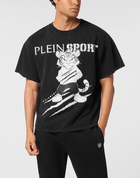 Washed Fleece T-Shirt Scratch Tiger Men