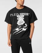 PLEIN SPORT Washed Fleece T-Shirt Scratch Tiger Men