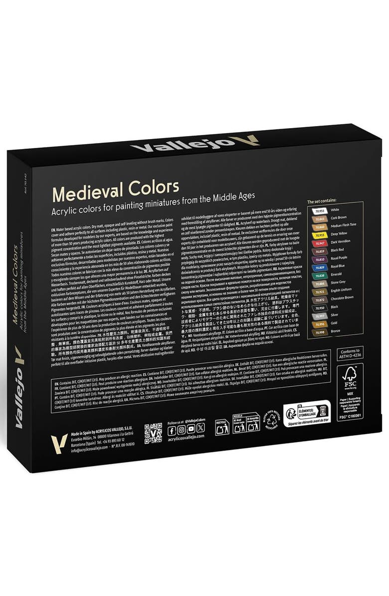 Vallejo Model Color Set Medieval 16 Paints, 18ml Bottles, Miniature & Figure, Alternate, color, Multicolored