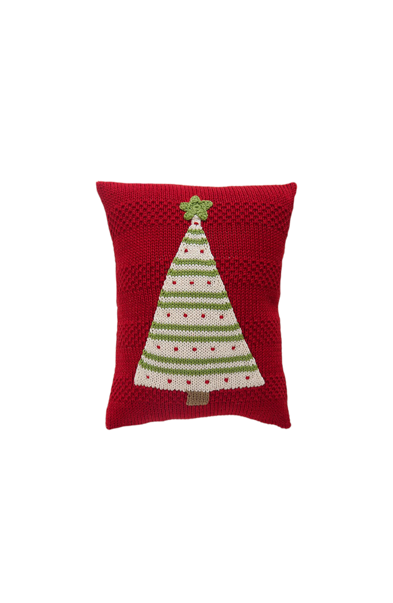 Melange Collection Striped Tree Mini Pillow, Main, color, Red