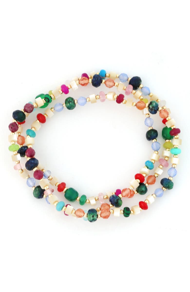 Panacea Set of 3 Beaded Stretch Bracelet, Main, color,