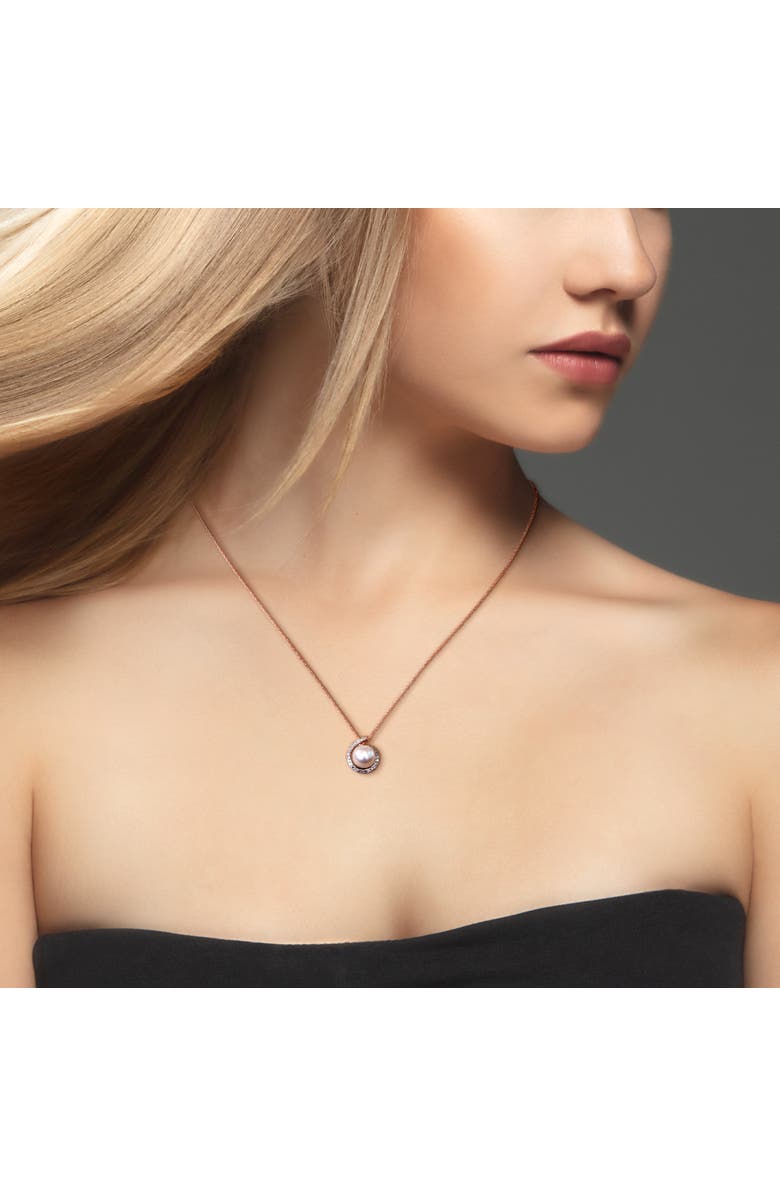 Julianna B. Cultured Pearl & Diamond Swirl Halo Necklace 10k, Alternate, color, Pearl