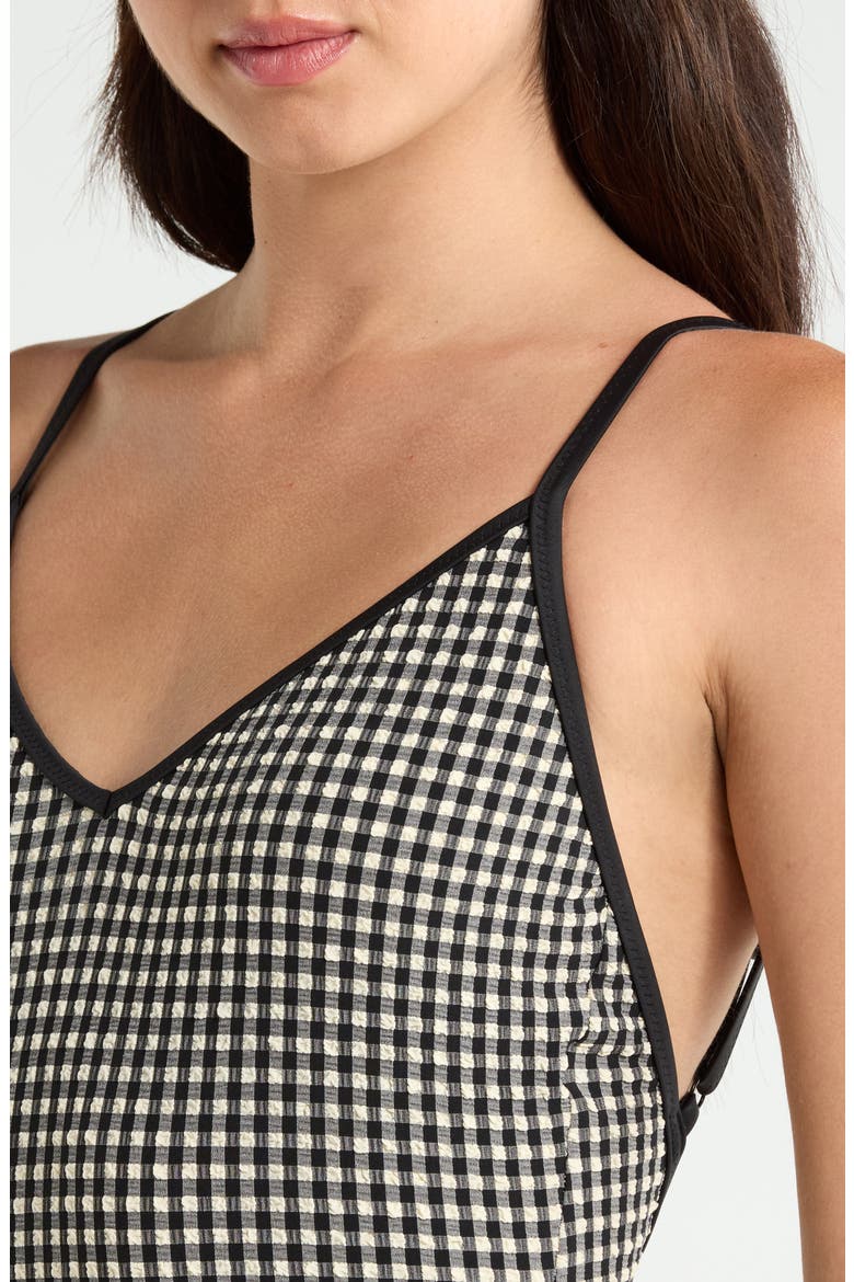 High Cut One-Piece Swimsuit, Alternate, color, BLACK/ CREAM