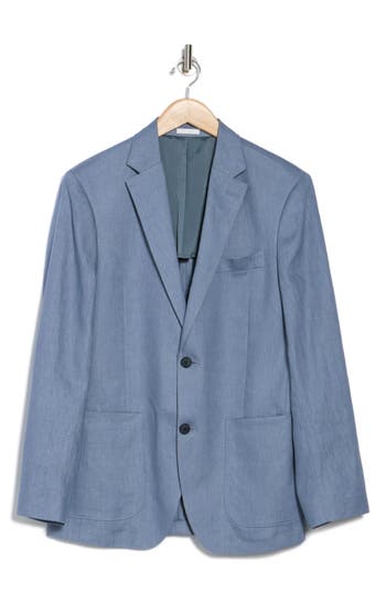 Nordstrom Rack Solid Notch Lapel Linen Sport Coat In Blue Chip