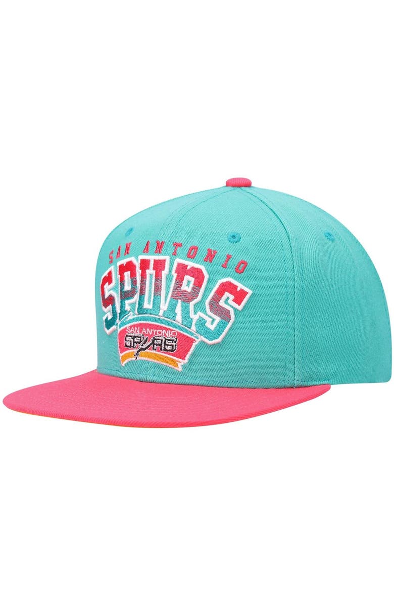 Mitchell & Ness Men's Mitchell & Ness Teal/Pink San Antonio Spurs Hardwood Classics Gradient Wordmark Snapback Hat, Main, color, Teal