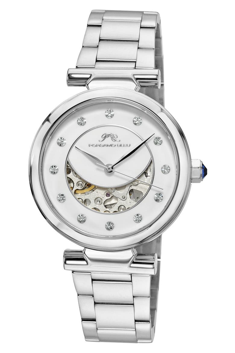Colette Topaz Bracelet Watch, 36mm, Main, color, SILVER