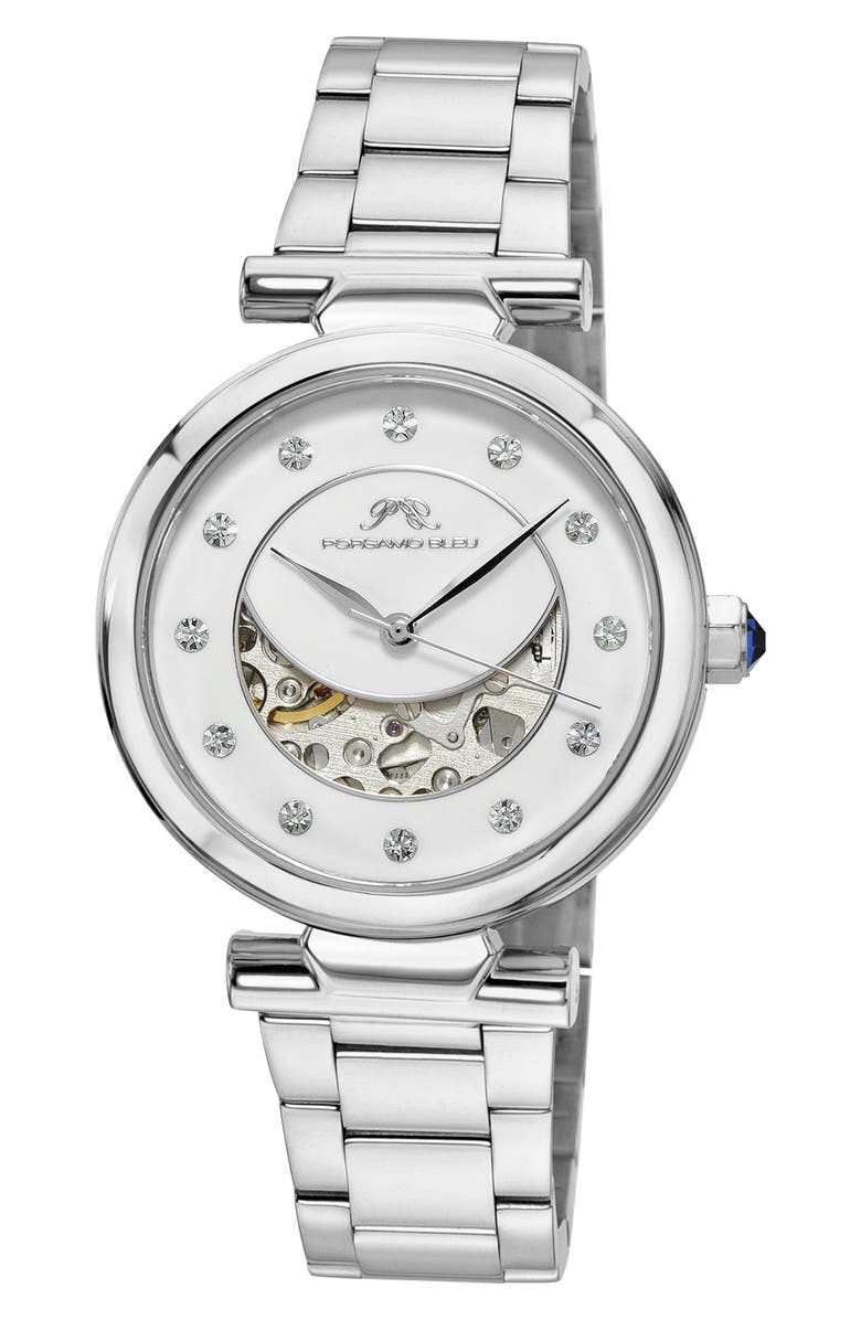 PORSAMO BLEU Colette Topaz Bracelet Watch, 36mm, Main, color, Silver