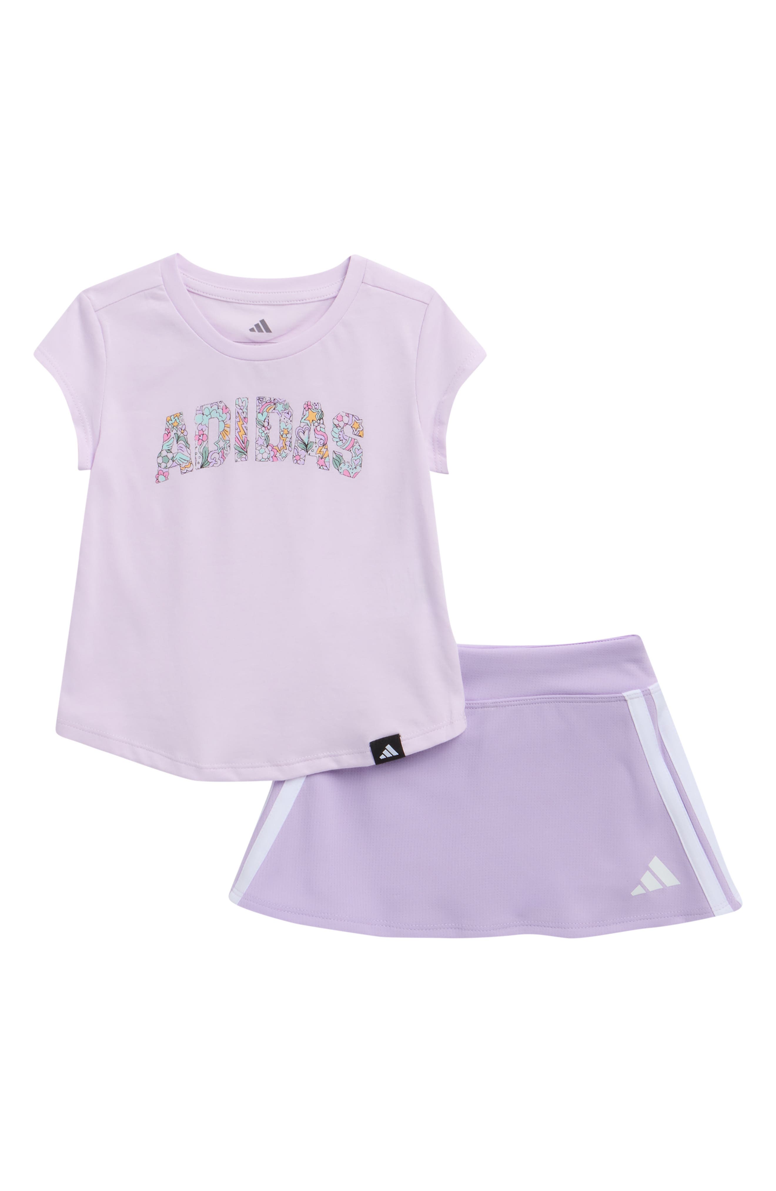 adidas Logo T-Shirt & Mesh Skirt Set