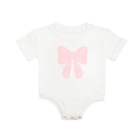 Lace Bow Puff Ink Short Sleeve Romper (Baby)