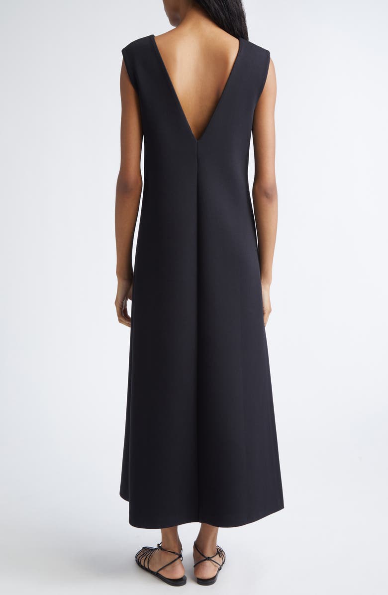 Max Mara Pepli V-Back Scuba Knit Jersey Midi Dress, Alternate, color, Black