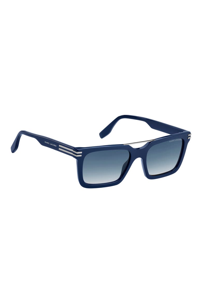 54mm Gradient Rectangular Sunglasses, Alternate, color, BLUE / BLUE SHADED