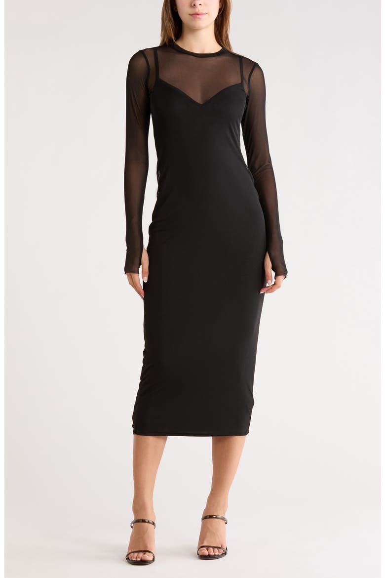 Ashland Midi Dress, Main, color, NOIR