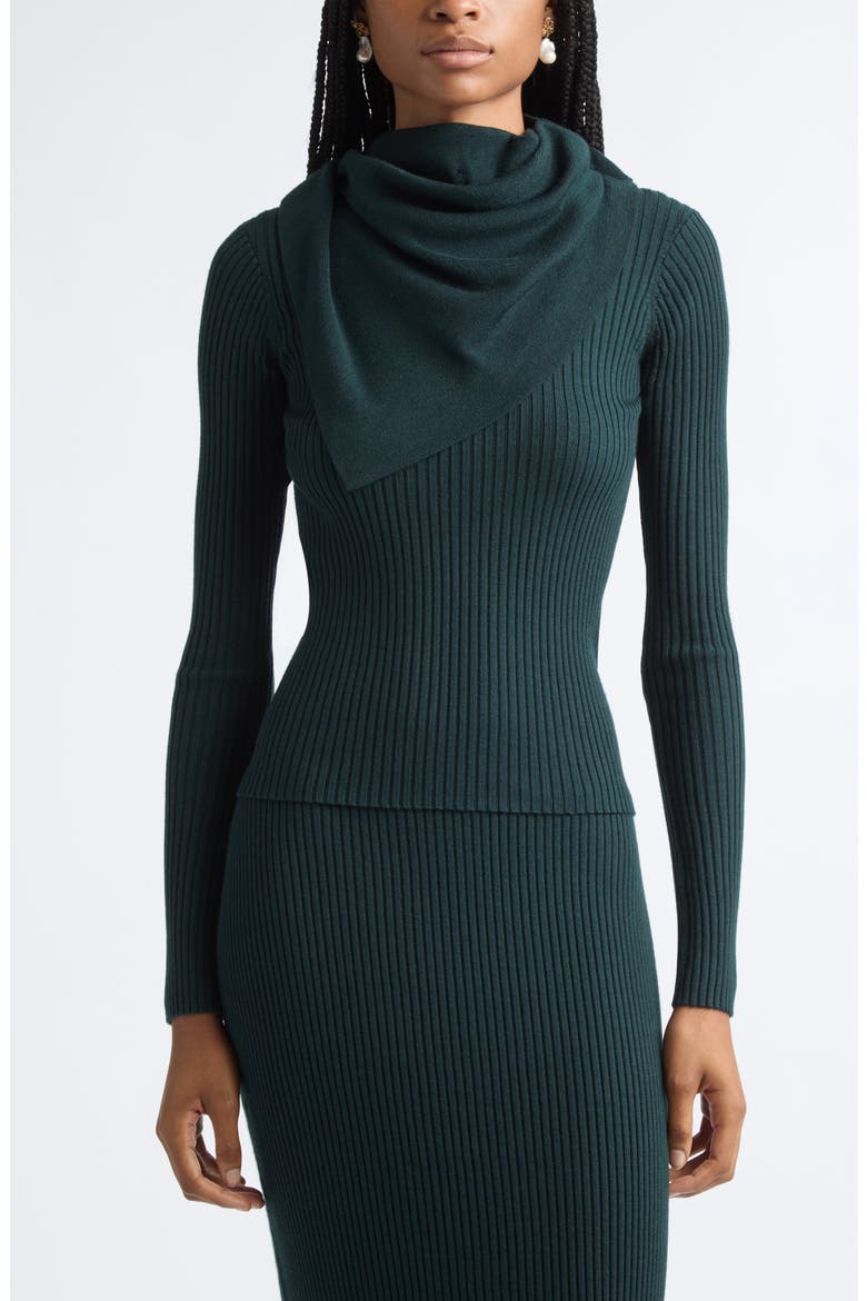 Valiant Merino Wool Scarf Sweater, Main, color, BOTTLE GREEN