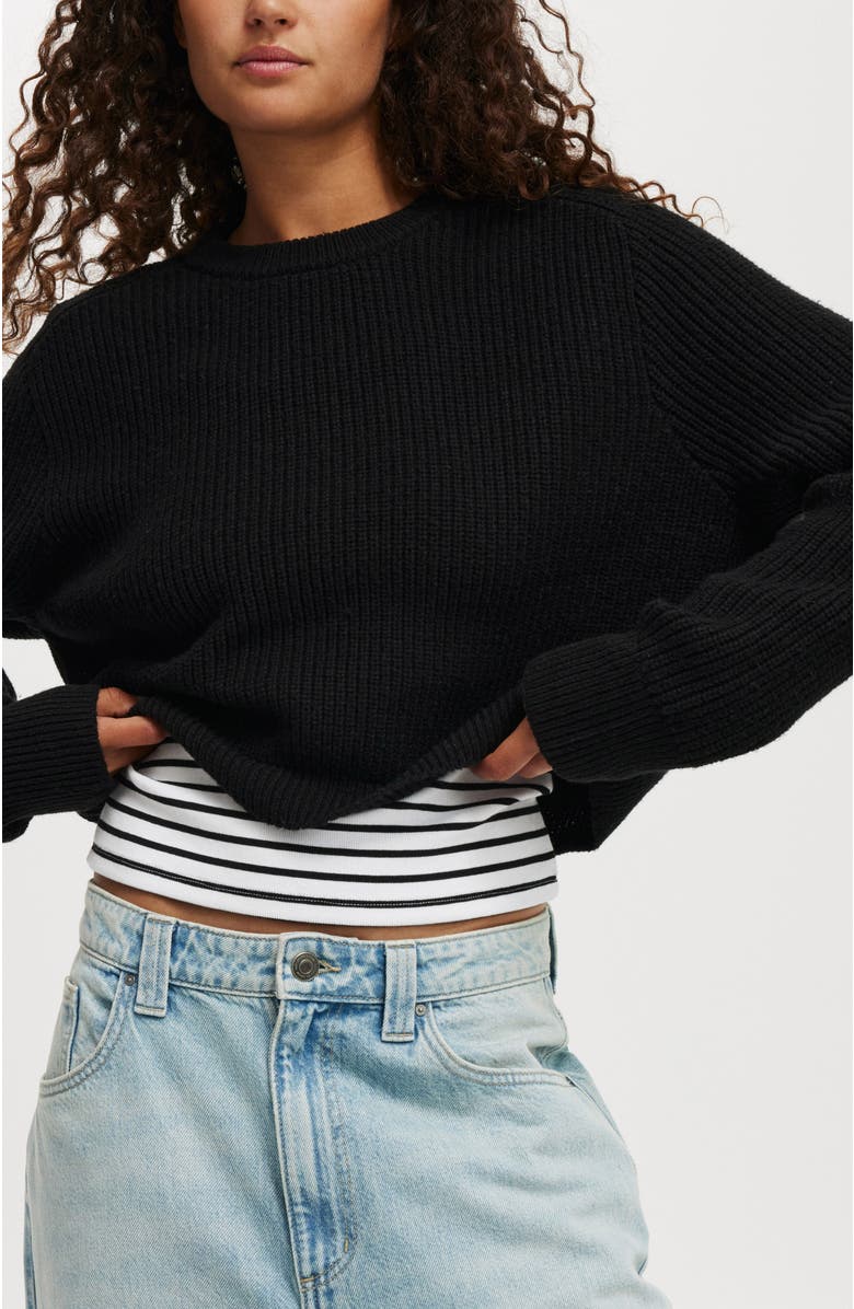 Cotton On Rib Crop Crew Neck Sweater, Main, color,
