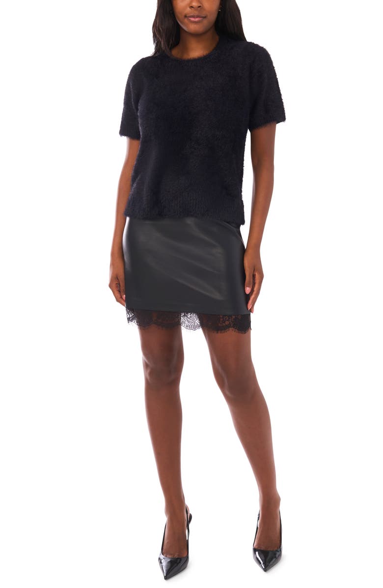 Vince Camuto Short Sleeve Sweater, Alternate, color, Rich Black