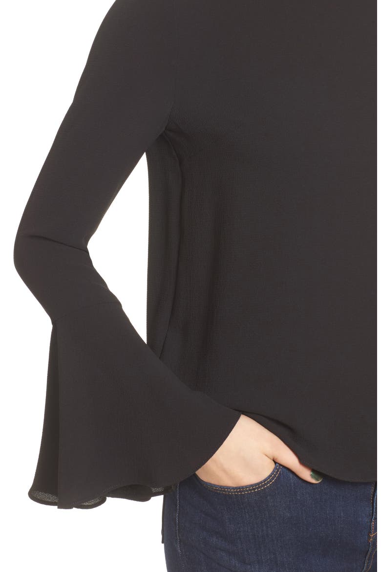 Winning Hand Bell Sleeve Top, Alternate, color, BLACK