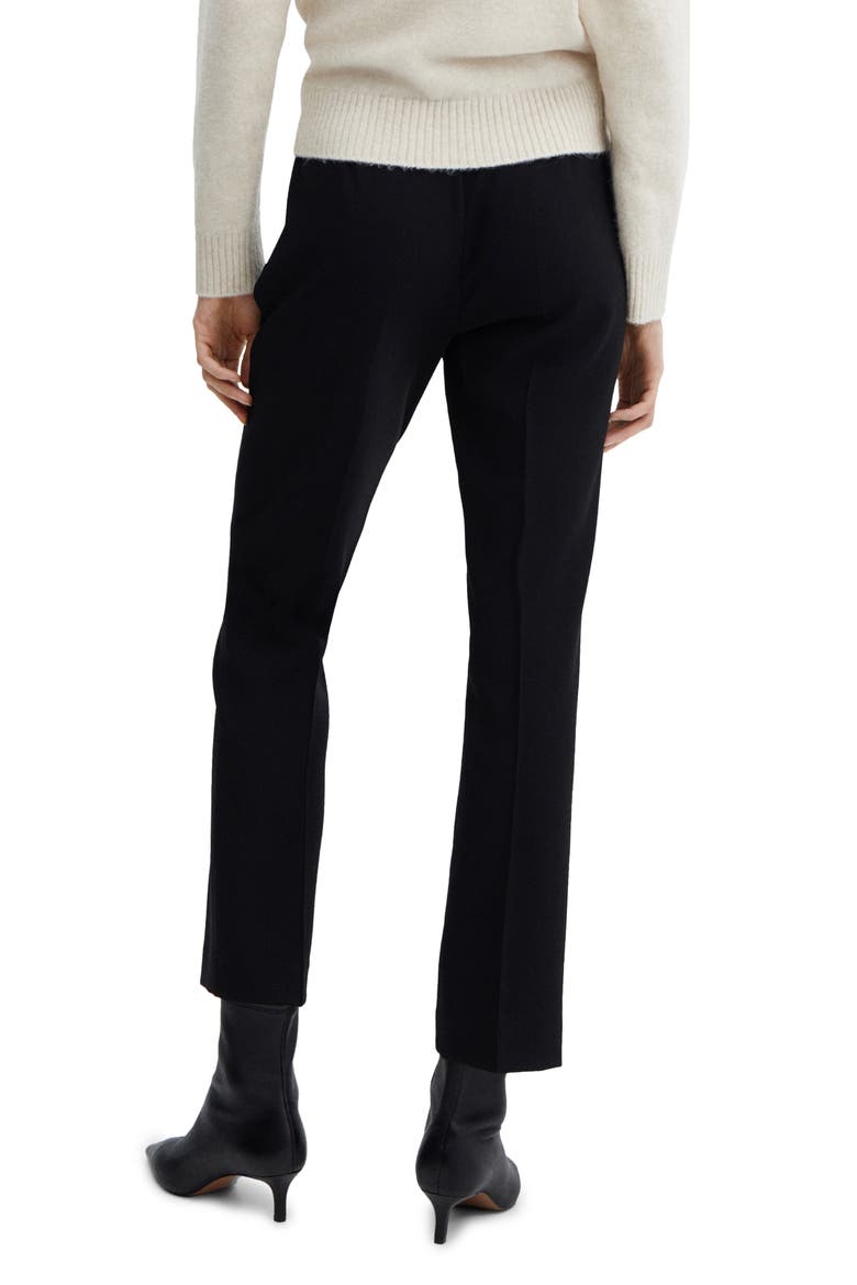 Belted Straight Leg Ankle Pants, Alternate, color, BLACK