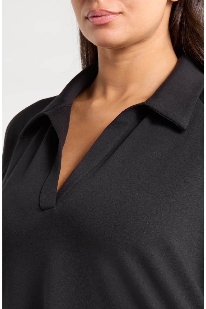 Raglan Sleeve Henley Tunic, Alternate, color, BLACK