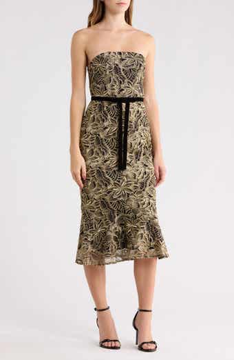Sam Edelman Leaf Embroidered Strapless Dress