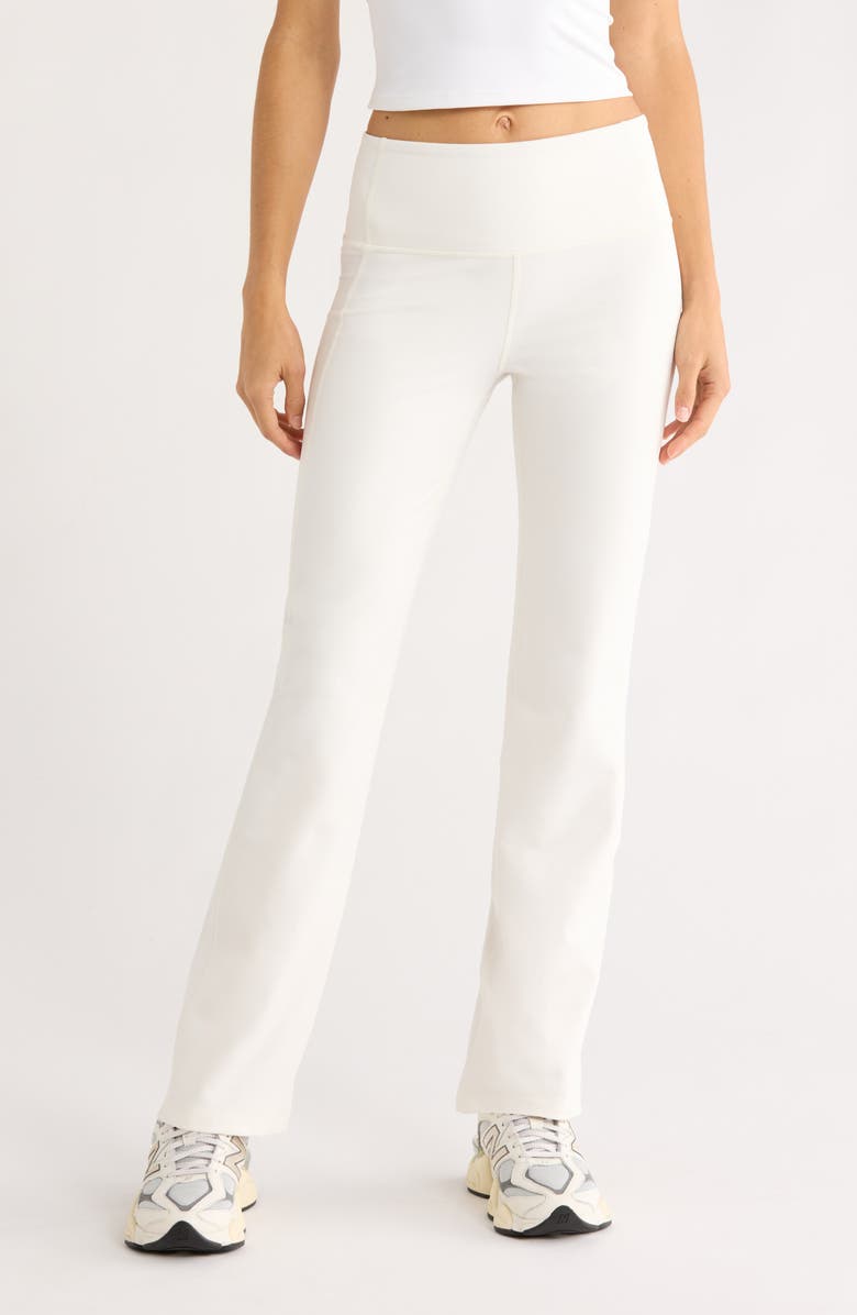 Zella Cozy Tech High Waist Straight Leg Pants, Main, color, Ivory Egret