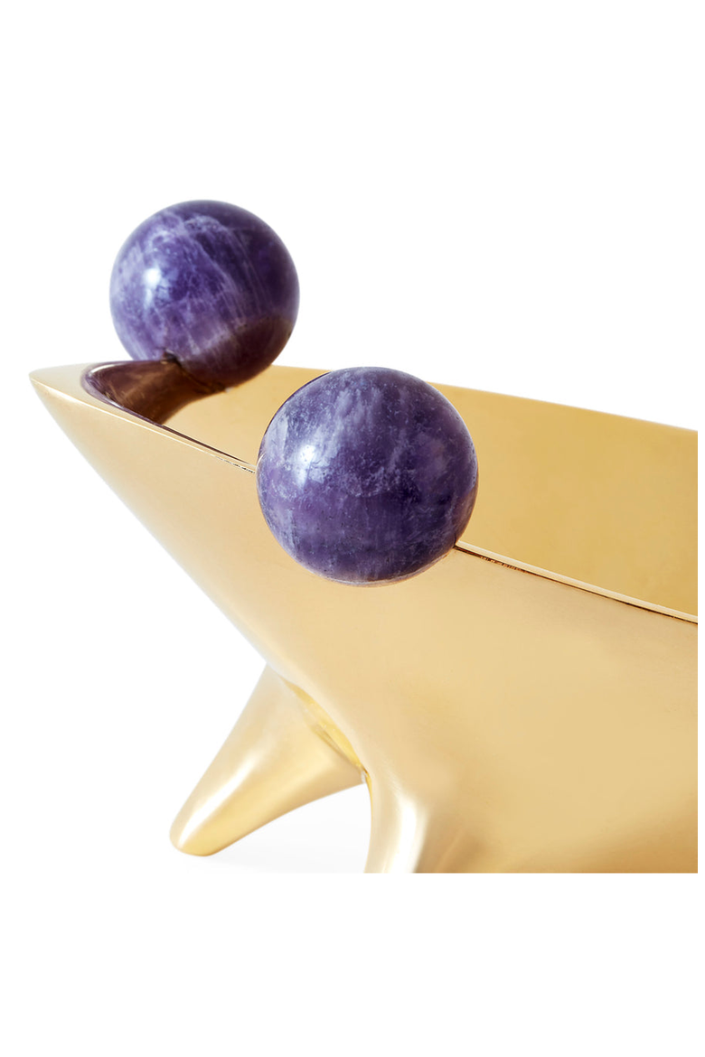 Brass Frog Decorative Bowl, Alternate, color, Gold with Amethyst