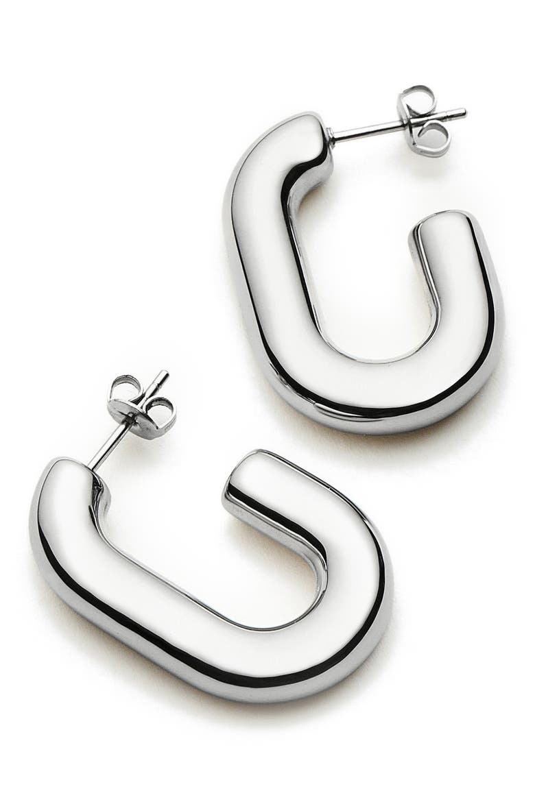 Chubby Oval Medium Hoop Earrings, Alternate, color, SILVER