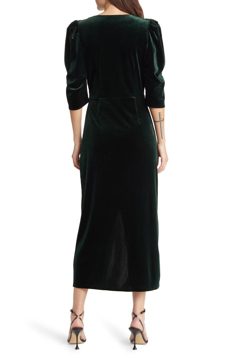 Chelsea28 Faux Wrap Velvet Midi Cocktail Dress, Alternate, color, Green
