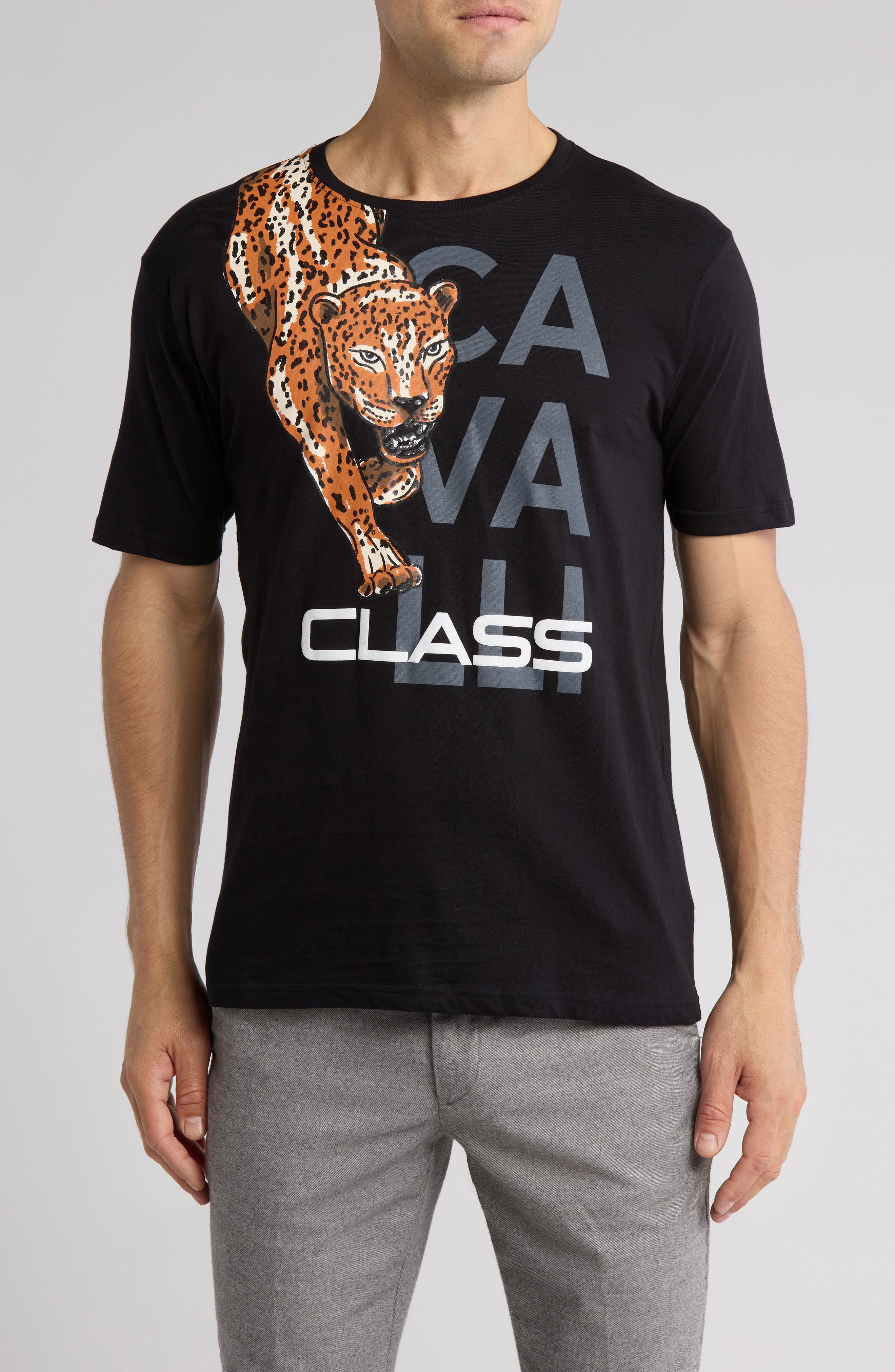 Cavalli Class Stretch Cotton Graphic T-Shirt
