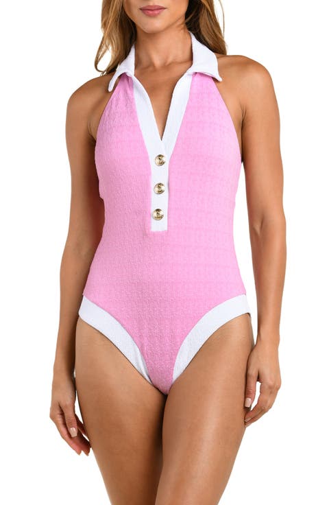 Natalya Colorblock Halter One-Piece Swimsuit