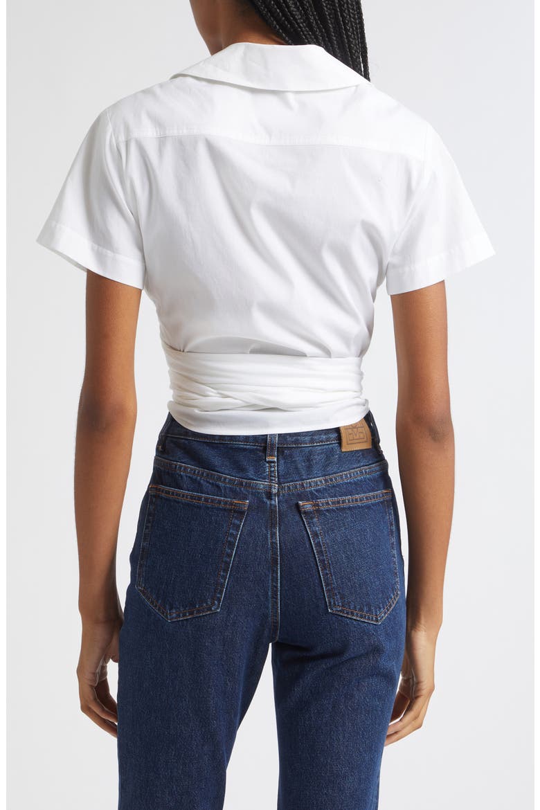 Brielle Tie Front Cotton Top, Alternate, color, WHITE