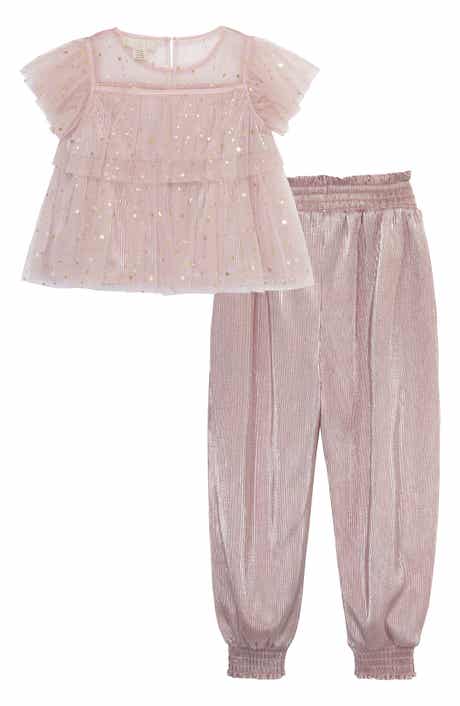 Peek Aren't You Curious Kids' Sparkle Mesh Top & Joggers Set