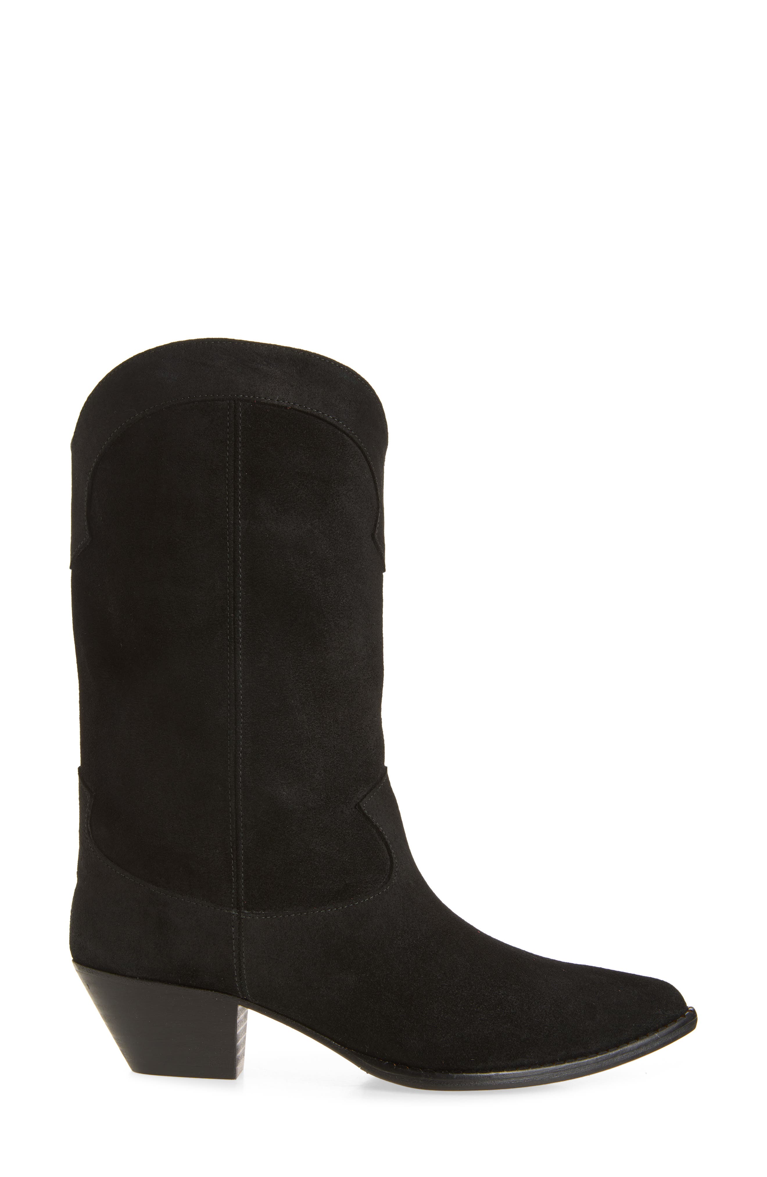 Loretta Western Leather Boot, Alternate, color, BLACK