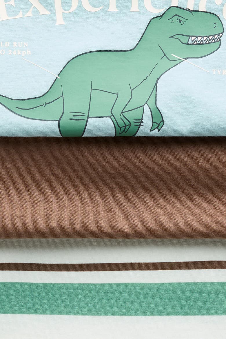 3-pack Cotton T-shirts, Alternate, color, Light blue/Dino Fun