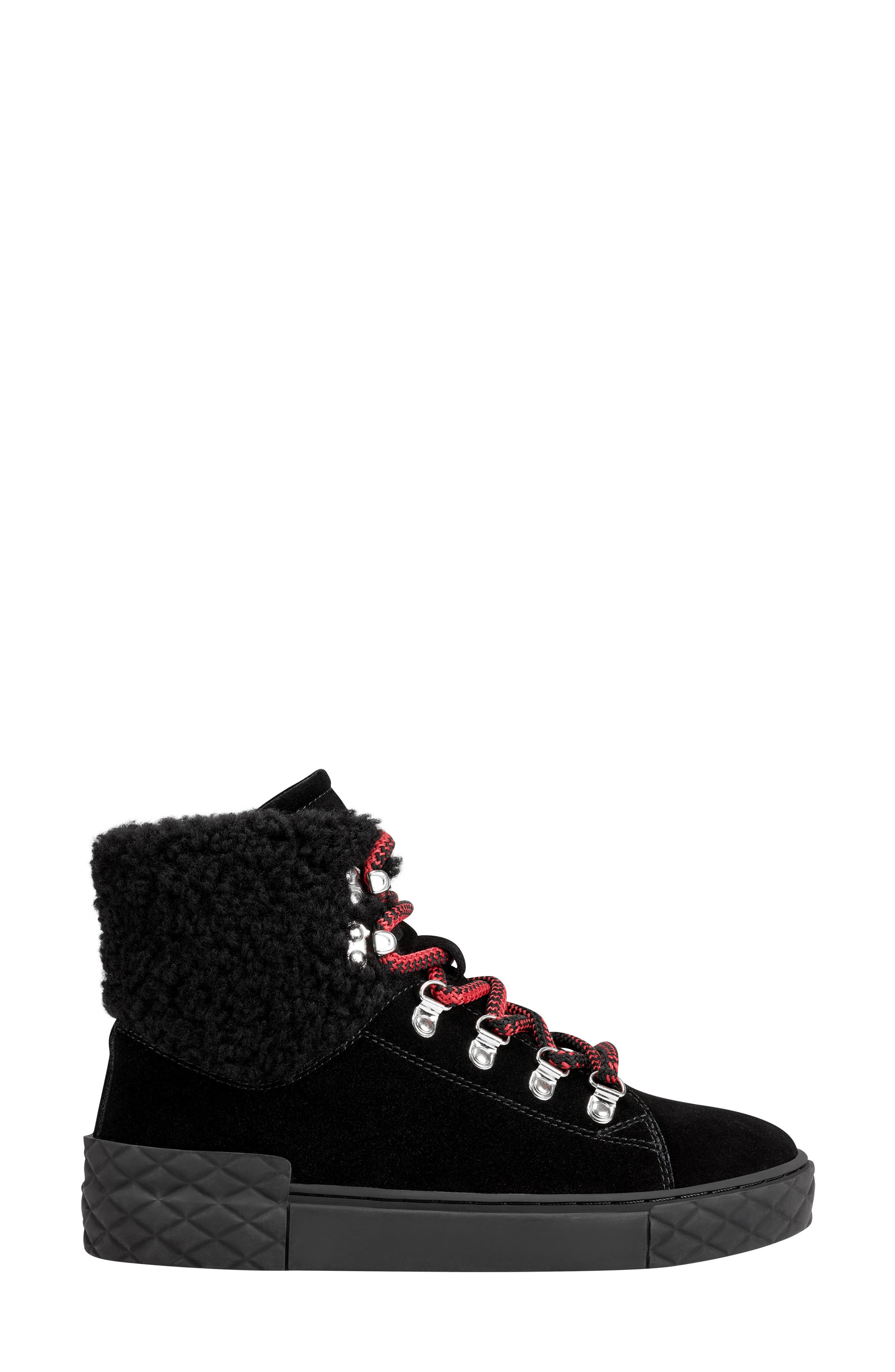 Marc Fisher LTD Davie Water Resistant Lace-Up Sneaker with Faux Fur Trim, Alternate, color, 